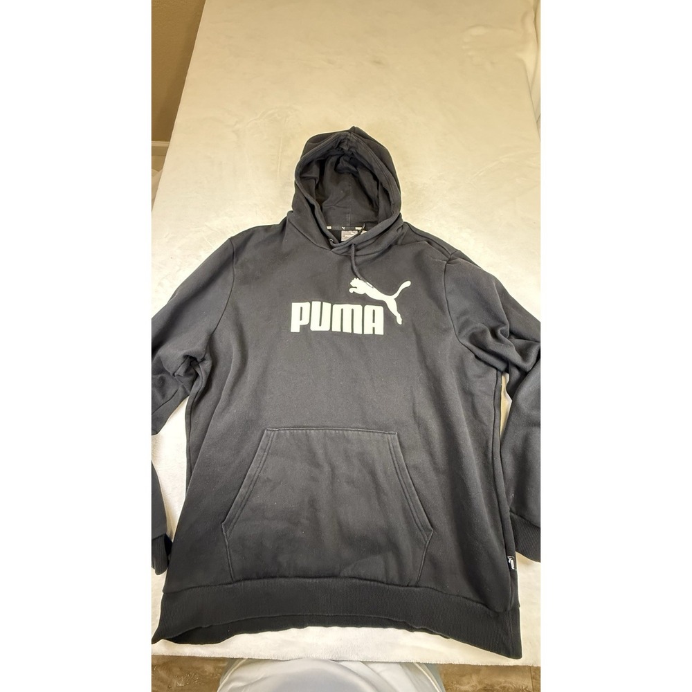 Puma Hoodie Men's XL Black Pullover Sweatshirt Big Logo Athletic Casual
